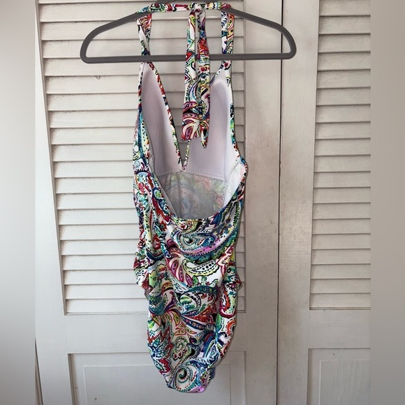 Lauren Ralph Lauren Paisley Halter One Piece Swimsuit Women’s Size 14 Beachy - Picture 5 of 10